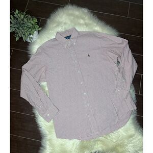 Ralph Lauren cranberry and brown stripped button down longsleeved sz XL